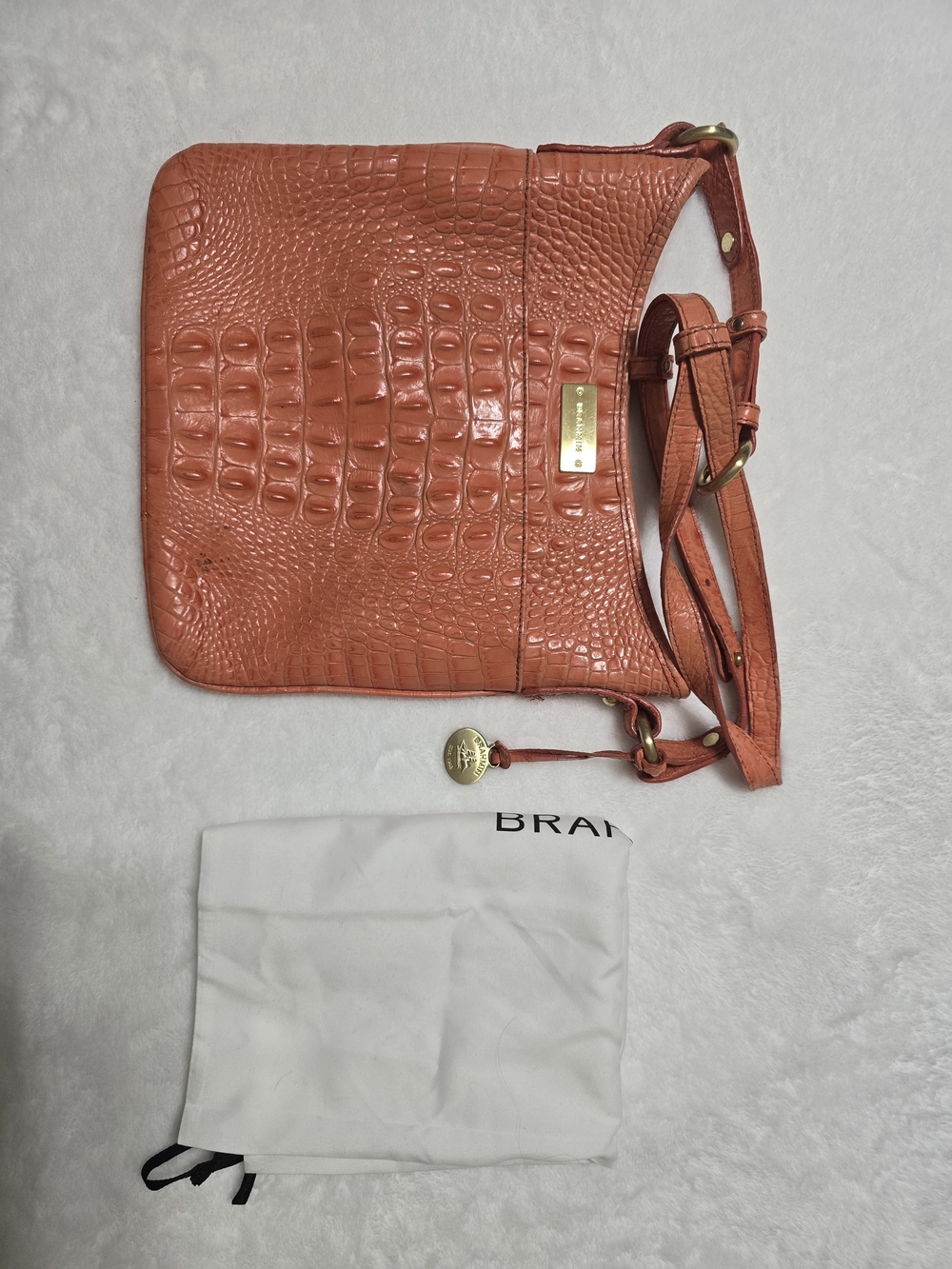 Vintage Brahmin Jody Orange Leather Crossbody Bag